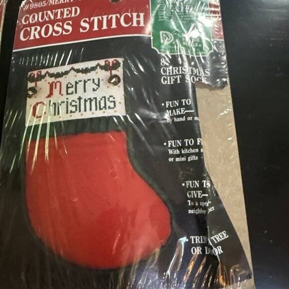 Country Cross-stitch Merry Christmas Sock #9805 And 9806 8" Lot If 3 Vintage - Picture 8 of 10